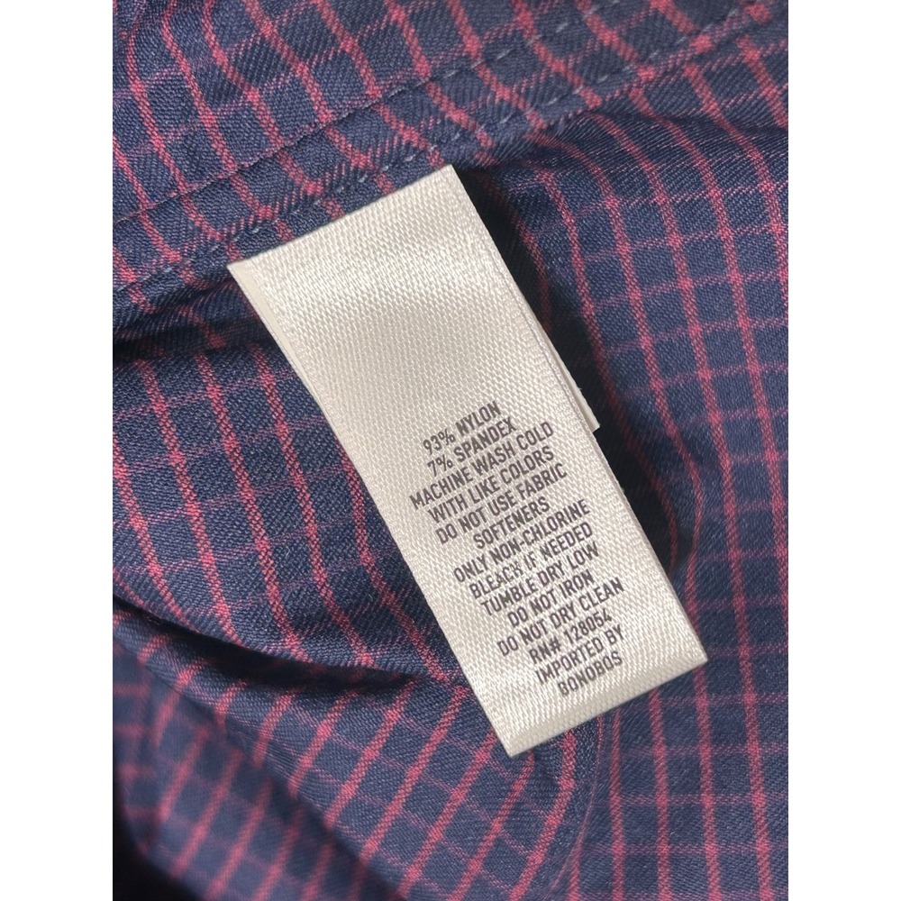 Bonobos Slim Fit Short Long Sleeve Dress Shirt Men XS Fit Blue Plaid Pink x - Picture 5 of 11